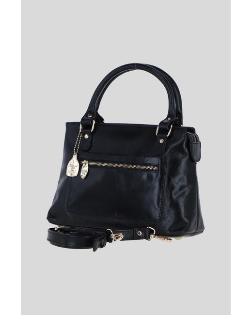 Ashwood Leather Black Real Handbag With Detachable Crossbody Strap
