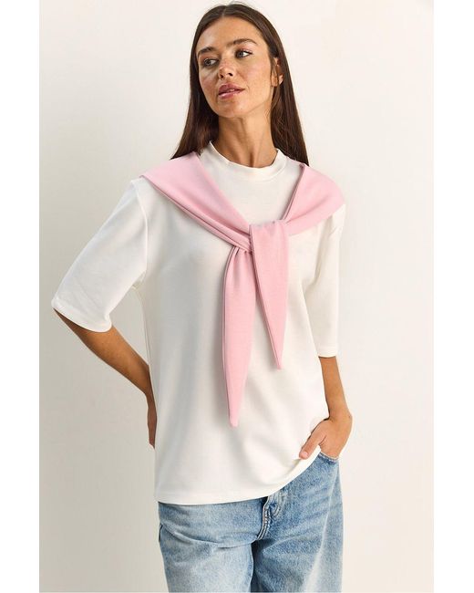 Bianco Lucci White Elastane T-Shirt