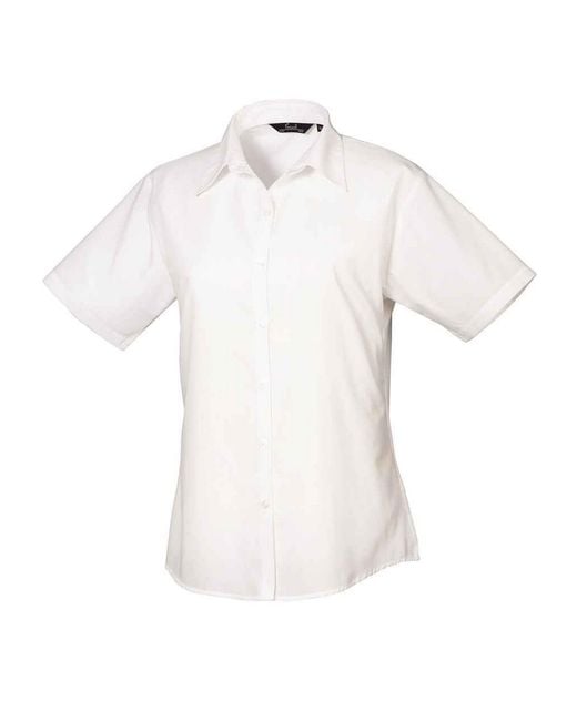 PREMIER White Ladies Poplin Short-Sleeved Blouse