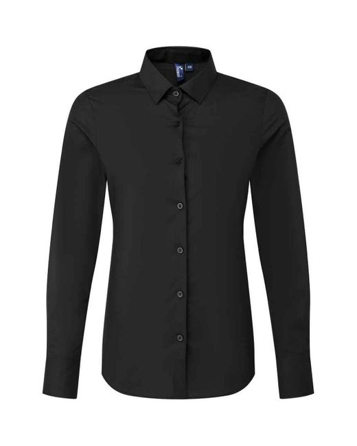 PREMIER Black Ladies Recyclight Poplin Long-Sleeved Shirt