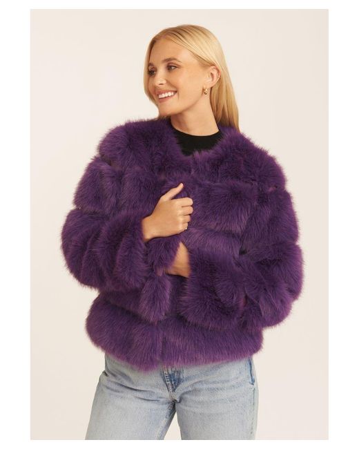 Gini London Purple Soft Touch Fur Jacket