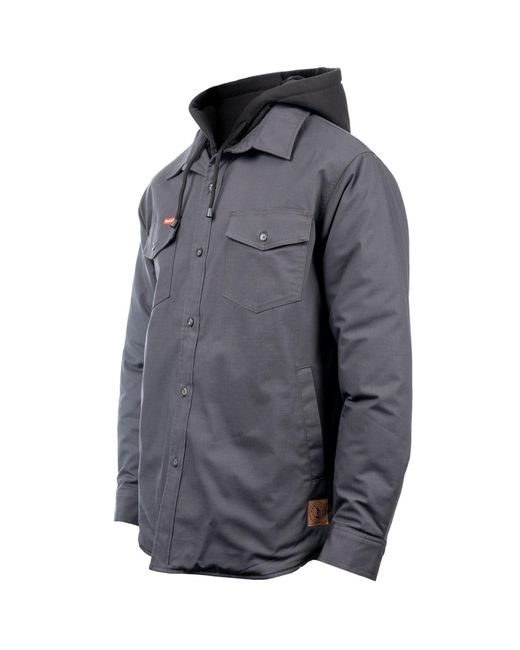 Hard Yakka Gray Quilted Solid Shacket for men