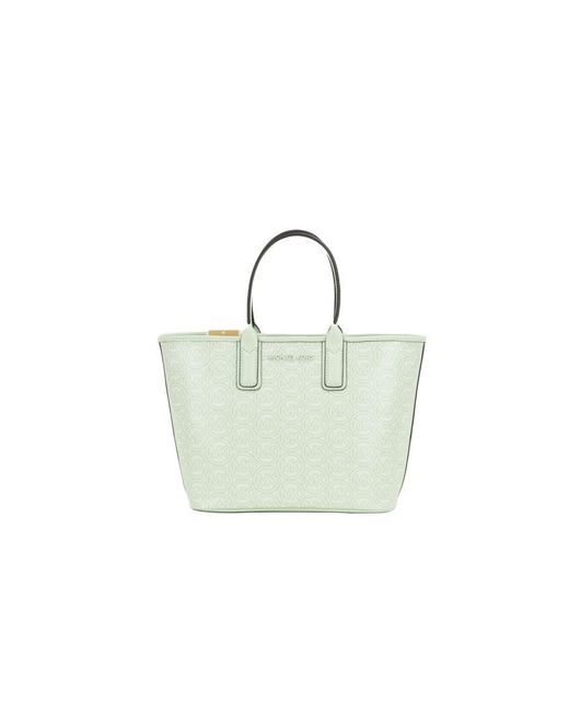 Michael Kors White Jodie Small Jacquard Logo Recycled Tote Handbag Atom