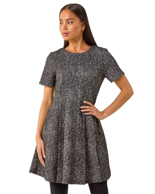 Roman Gray Petite Boucle Knit Dress