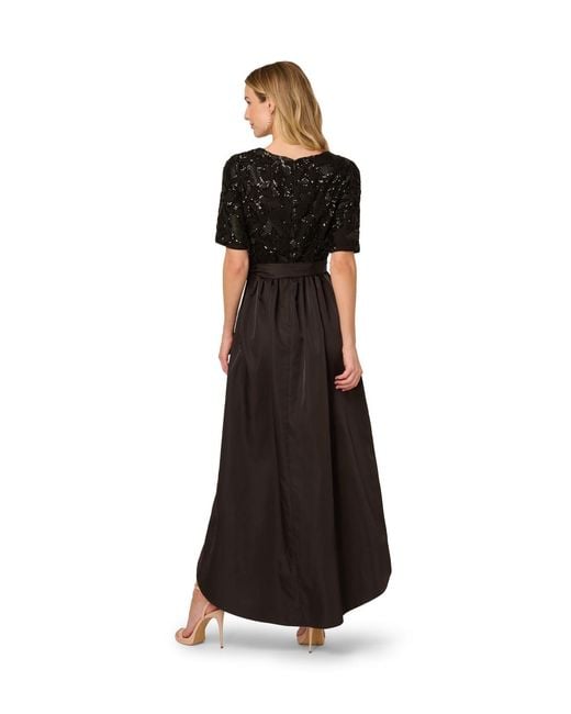 Adrianna Papell Black Studio Sequin Combo Taffeta Gown