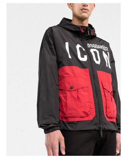 DSquared² Red Icon Logo Printed Jacket for men