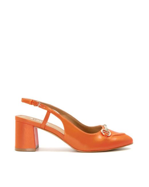 Dune Orange Ladies Cassie - Snaffle-trim Block-heel Slingback Courts Leather