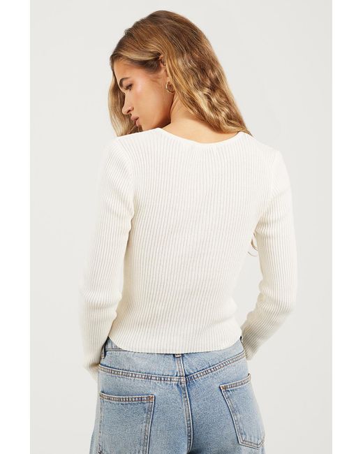 Brave Soul White Ribbed Long Sleeve Button Down Cardigan