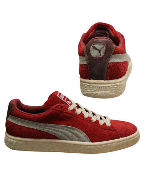 PUMA Red Suede Classic Rugged Lo Casual Distressed Trainers 355366 03 B51C for men