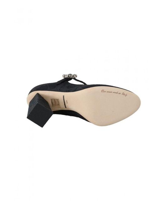 Dolce & Gabbana Black Brocade High Heels Mary Janes Shoes Silk