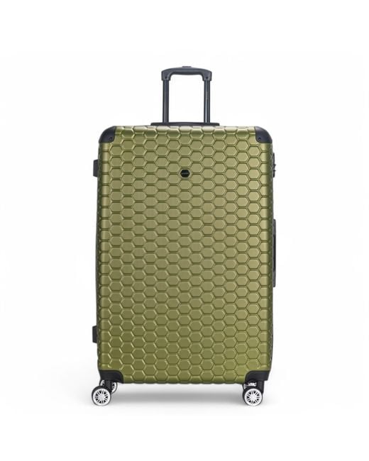 Infinity Leather Green Expandable Extra Large Hard Shell Abs 8 Wheel Luggage Travel Suitcase