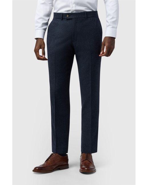 Alexandre Silver Label Blue Flat Fronted Regular Suit Trousers for men