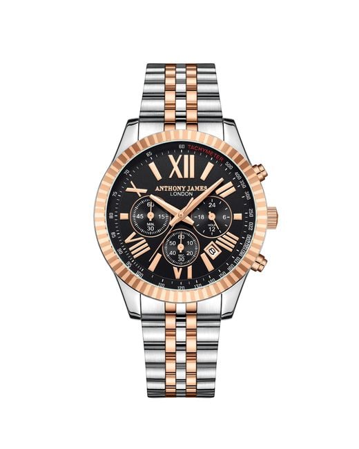 Anthony James Metallic Hand Assembled Limited Edition Chrono Sports Two Tone for men