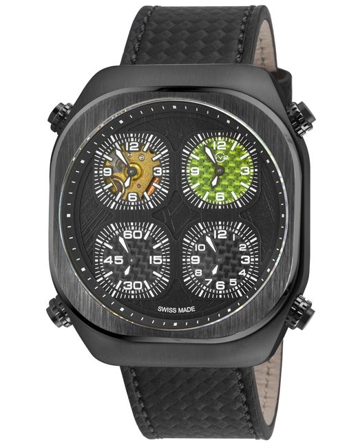 Gv2 Gray Quattro Zone, Ipbk Case, Dial, 4 Time Sub W/ Stitching Handmade Italian Leather Strap for men