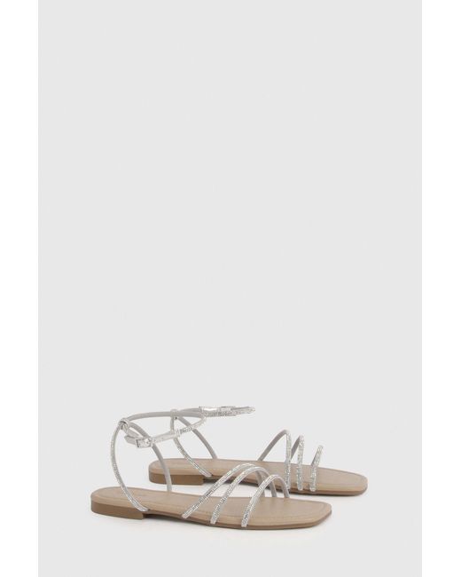 Boohoo Metallic Diamante Strappy Sandals