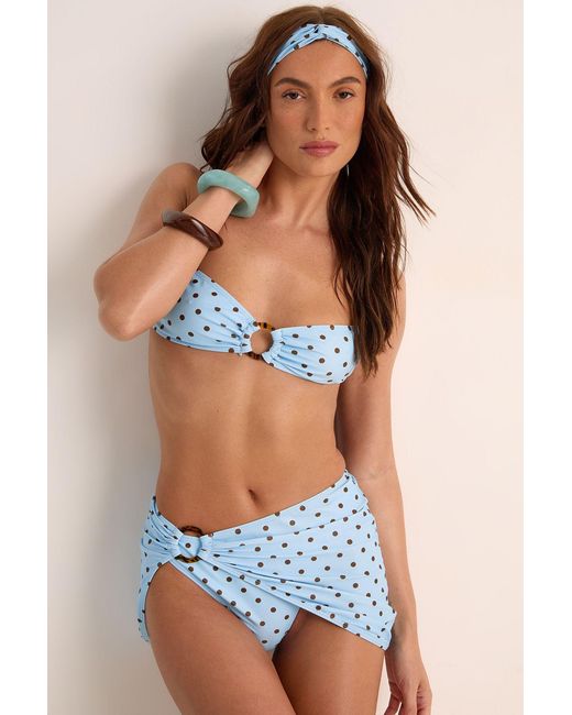 Nasty Gal Blue Polka Dot Ring 4Pc Bikini Set