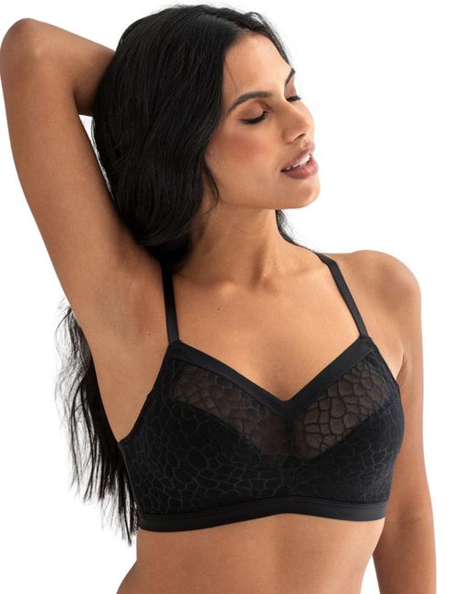 Pour Moi Black 99502 Geo Sculpt Fuller Bust Non Wired Bralette