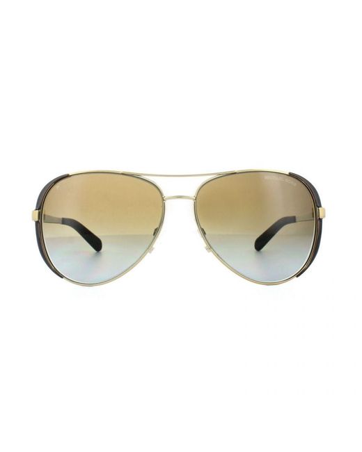 Michael Kors Gray Aviator Dark Chocolate Gradient Polarized Sunglasses Metal