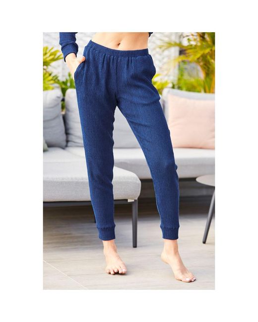 Sosandar Blue Premium Textured Slim Leg Joggers