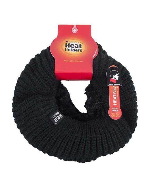 Heat Holders Black Fleece Lined Chunky Knit Thermal Neck Warmer for men