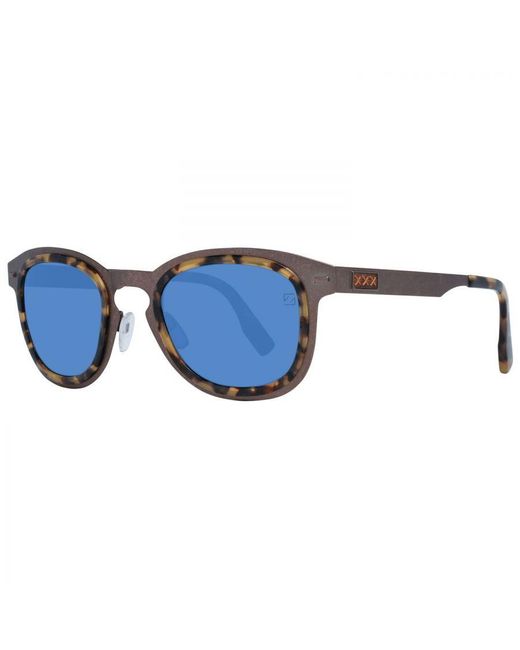 Zegna Blue Round Sunglasses for men