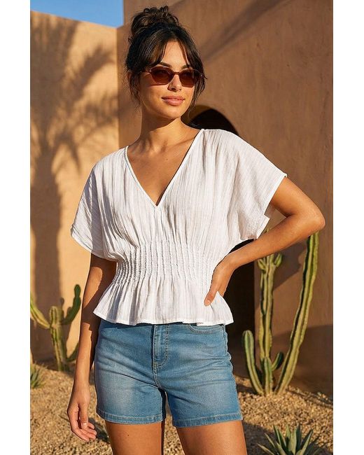 D.u.s.k Natural Cotton Textured Pintuck Top