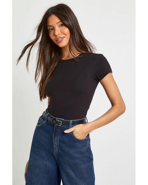Boohoo Blue Short Sleeve Crew Neck Bodysuit