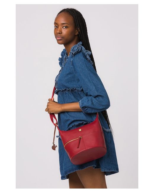 Conkca Blue 'Little Kristin' Chilli Pepper Leather Shoulder Bag