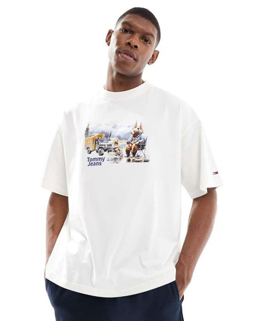 Tommy Hilfiger White Fun Camping Graphic T-Shirt for men