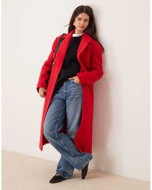 Miss Selfridge Red Belted Wrap Formal Coat