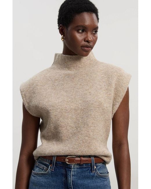 Karen Millen Natural Wool Blend Cosy Knit Sleeveless Tank Top
