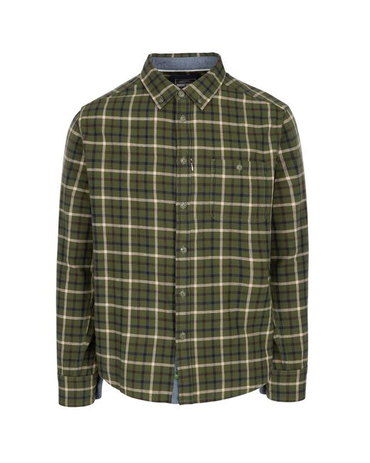 Trespass Green Withnell Chest Pocket Button Down Collar Shirt for men