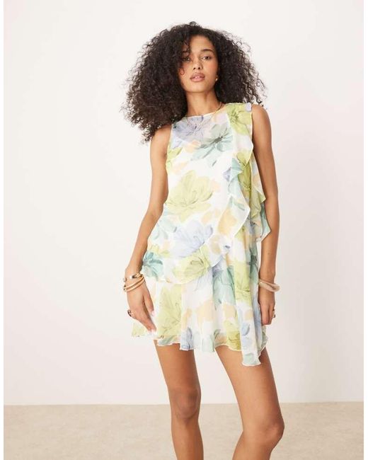 ASOS Multicolor Race Ruffle Shift Mini Dress
