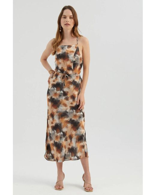 Hiccup Natural Tie Dye Cami Top & High Waist Slip Maxi Skirt Coord