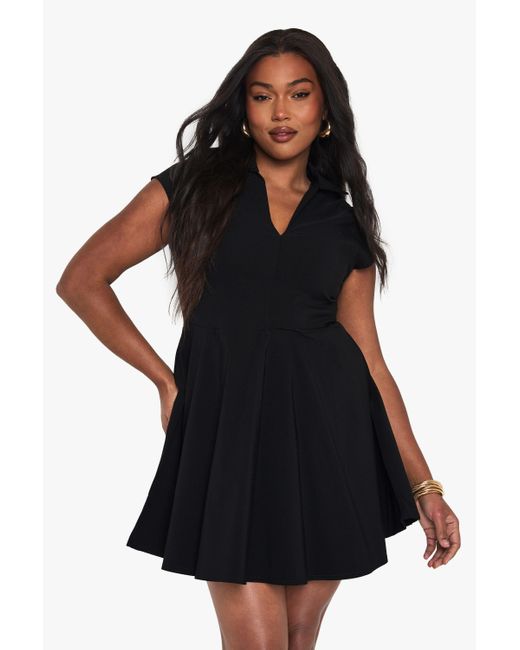 Boohoo Black Plus Collared Tailored Mini Skater Dress