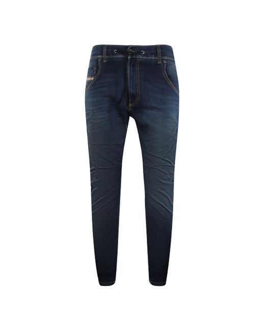 DIESEL Blue Krooley-E-Ne Dark Jong Jeans Cotton for men