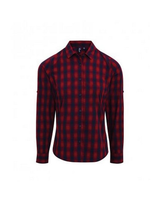 PREMIER Red Ladies Mulligan Check Long Sleeve Shirt
