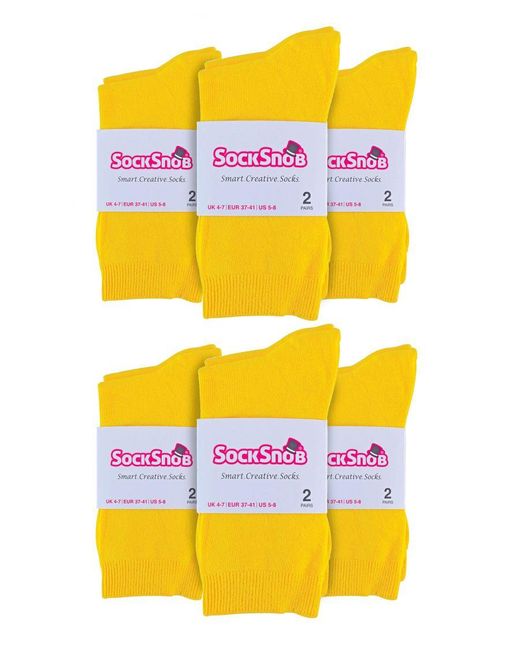 Sock Snob Yellow Plain Cotton Rich Socks
