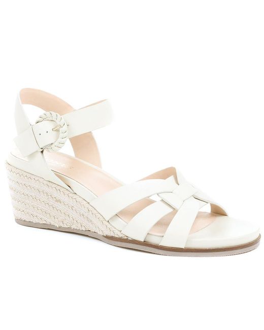 Jones Bootmaker White Loriana Leather Woven Wedge Sandals