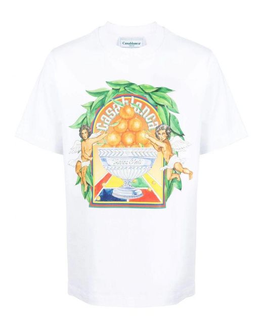 Casablancabrand Triomphe D'orange T-shirt Met Print In Wit in het White voor heren