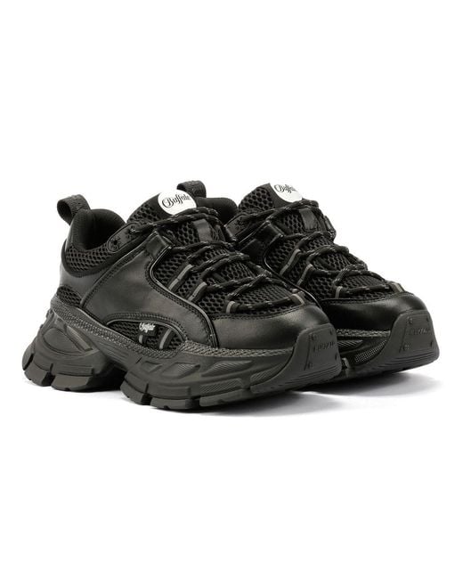 Buffalo Black Saturn Lace Trainers