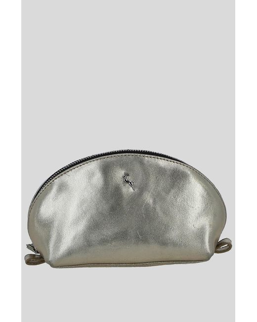 Ashwood Leather Gray 'Philippa' Real Makeup Bag