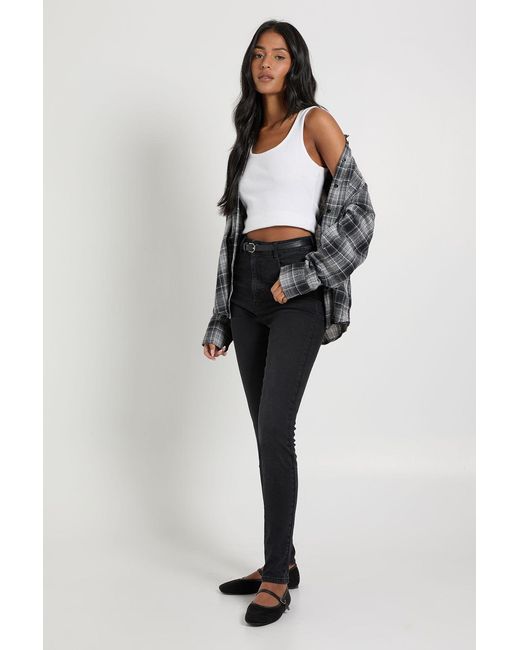 Boohoo Black Tall High Waist Booty Lifting Skinny Jean