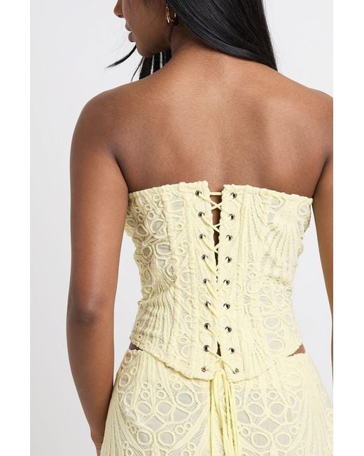 Boohoo Natural Sheer Lace Bandeau Corset Top