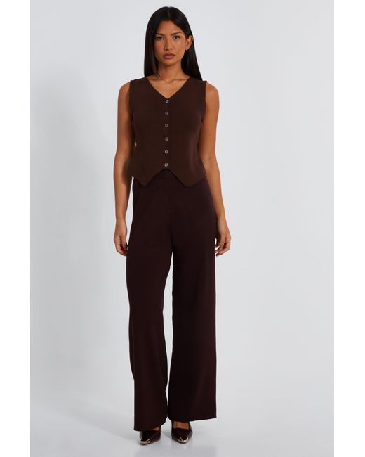 Quiz Brown Knitted Waistcoat