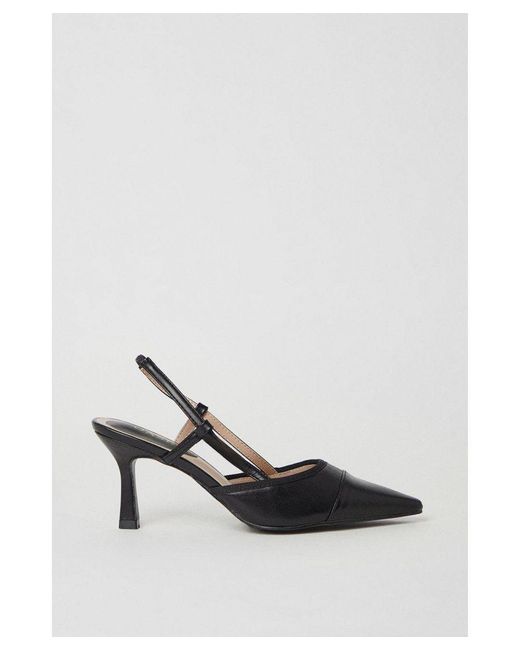 Oasis Black Veronique Toecap Slingback High Stiletto Court Shoes