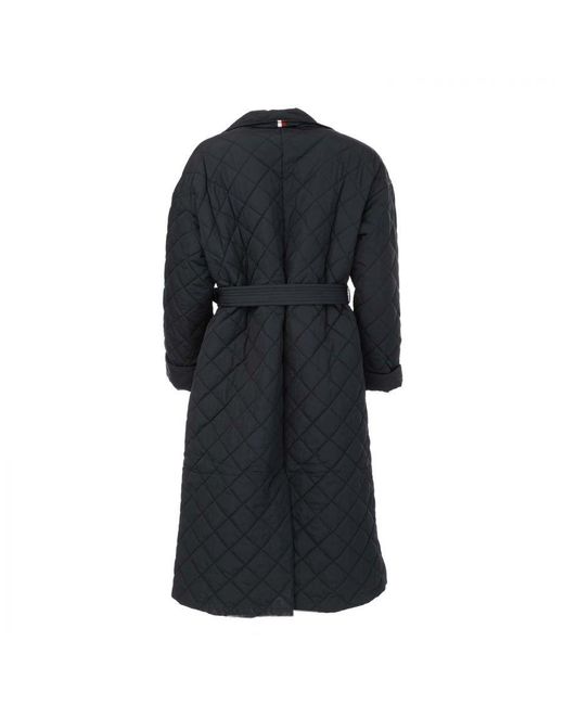 Tommy Hilfiger Black Womenss Quilted Belt Trench Coat