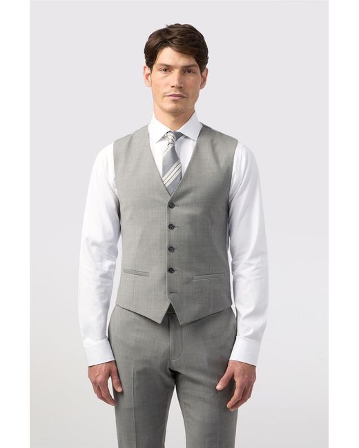 Alexandre Silver Label Gray Single Breasted Five Button V-Neck Tailored Suit Waistcoat for men