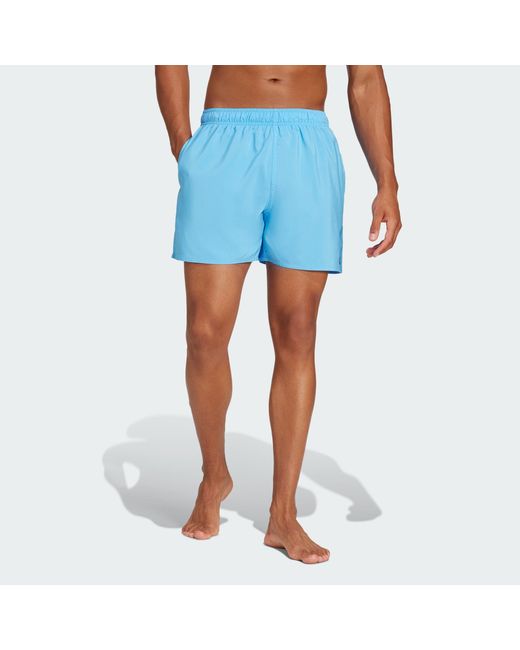 Adidas Blue Solid Clx Short-Length Swim Shorts for men