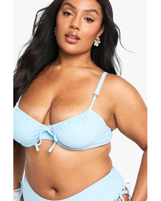 Boohoo Blue Plus Underwired Bikini Top